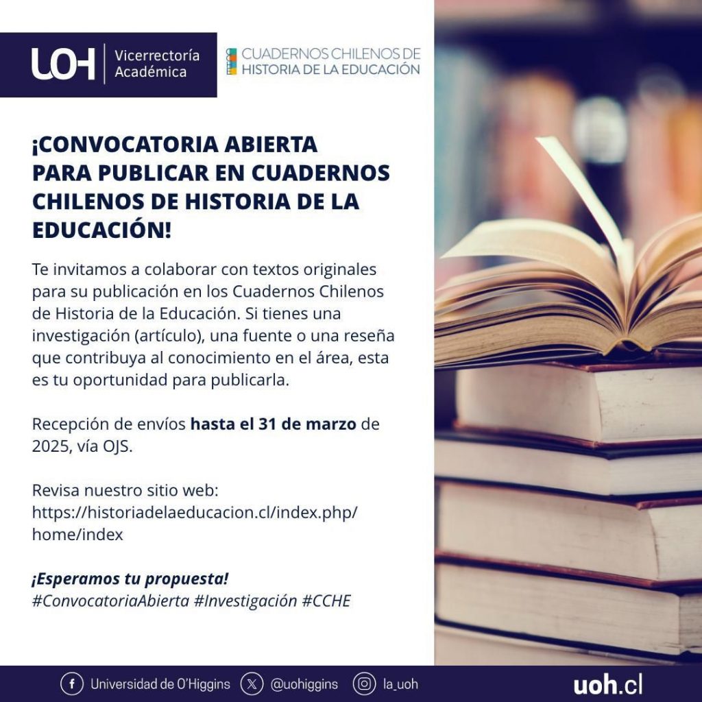 Convocatoria abierta para publicar en Cuadernos Chilenos de Historia de la Educación
